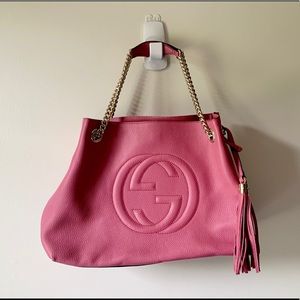 Gucci Soho Tassel Pink Chain Tote Shoulder Bag